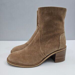 Aquatalia Bellamy Ankle Boot Womens 9.5 Brown Suede Water Resistant Designer